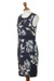 Cotton knit sheath dress, 'Lima Lady' - Soft Cotton Jacquard Knit Sheath Dress in Navy Floral (image 2b) thumbail