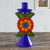 Recycled metal candlestick, 'Andean Flora in Royal' - Hand Painted Floral Metal Candlestick thumbail