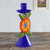 Recycled metal candlestick, 'Andean Flora in Royal' - Hand Painted Floral Metal Candlestick (image 2b) thumbail