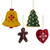 Recycled metal ornaments, 'Holiday Fun' (Set of 4) - Assorted Recycled Metal Holiday Ornaments (Set of 4)