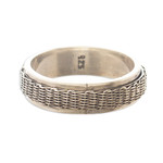 Sterling silver meditation spinner ring, 'Wicker Basket' - Basketweave Sterling Silver Spinner Ring