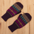 100% alpaca wool mittens, 'Inca Aubergine' - Dark Purple and Multicolored 100% Alpaca Mittens (image 2b) thumbail