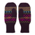 100% alpaca wool mittens, 'Inca Aubergine' - Dark Purple and Multicolored 100% Alpaca Mittens (image 2d) thumbail