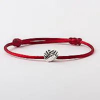 Sterling silver unity bracelet, 'Together in Everything' - Andean Handmade Sterling Silver Red Cord Unity Bracelet