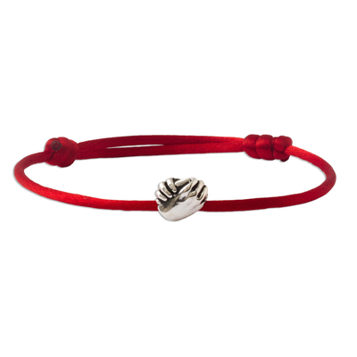 Andean Handmade Sterling Silver Red Cord Unity Bracelet