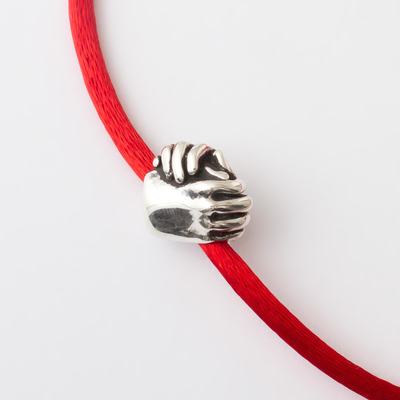 Pulsera unidad de plata de ley - Pulsera andina hecha a mano en plata de primera ley con cordón rojo