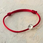 Sterling silver unity bracelet, 'Together in Everything' - Andean Handmade Sterling Silver Red Cord Unity Bracelet