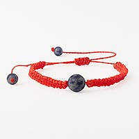 Sodalite unity bracelet, 'Vibrant Planet' - Andean Sodalite & Vivid Orange Macrame Unity Bracelet