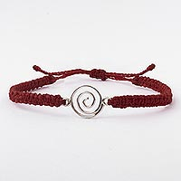 Sterling silver unity bracelet, 'Evolving Together' - Andes Handmade Sterling Silver Red Cord Unity Bracelet