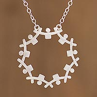 Sterling silver unity necklace, 'Regions in Union' - Andean Sterling Silver Pendant Unity Necklace