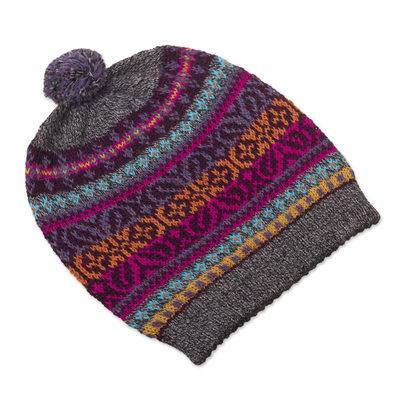 Multicolored 100% Alpaca Knit Hat
