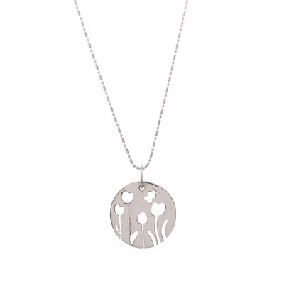 Sterling silver pendant necklace, 'Tulip Garden' - Sterling Silver Floral Motif Pendant Necklace