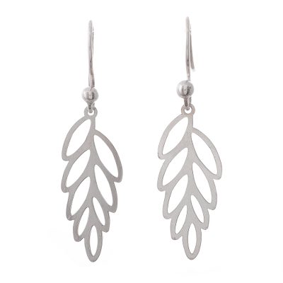 Sterling silver dangle earrings, 'Wind-Blown Leaves' - Sterling Silver Leaf Dangle Earrings