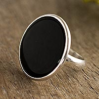 Onyx cocktail ring, 'Majestic Combination'