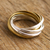 18k gold and sterling silver multi-band ring, 'Seven Circles' - Mixed Metal Multi-Band Ring in Sterling Silver and 18k (image 2) thumbail