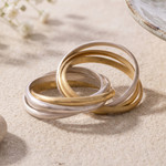18k gold and sterling silver multi-band ring, 'Seven Circles' - Mixed Metal Multi-Band Ring in Sterling Silver and 18k
