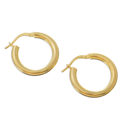 Gold plated hoop earrings, 'Forever Classic' - Classic 18k Gold Plated Hoop Earrings
