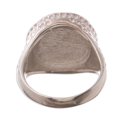 Herren-Siegelring aus Sterlingsilber - Handgefertigter Lebensbaum-Ring aus Sterlingsilber für Herren aus Peru