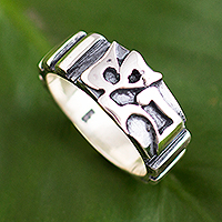 Men's sterling silver band ring, 'Freestyle'