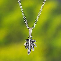 Sterling silver pendant necklace, 'Leaves of Nature' - Andean Leaf Nature Theme Sterling Silver Pendant Necklace