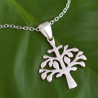 Collar colgante de plata esterlina - Collar con colgante de árbol de la vida de plata de ley hecho a mano.