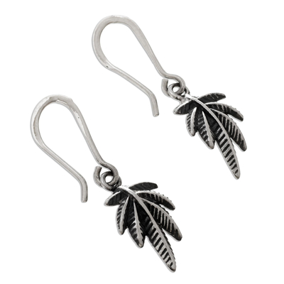 Sterling silver dangle earrings, 'Leaves of Nature' - Andean Leaf Nature Theme Sterling Silver Dangle Earrings