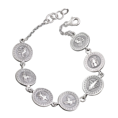Sterling silver link bracelet, 'Nazca Allure' - Nazca Geoglyph Sterling Silver Link Bracelet