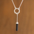 Obsidian Y-necklace, 'Cylinder' - Women's Obsidian and Sterling Silver Y-Necklace (image 2) thumbail