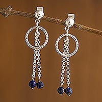 Lapis lazuli dangle earrings, 'In the Swing of Things' - Sterling Silver and Lapis Lazuli Dangle Earrings