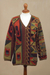 100% alpaca cardigan, 'Inca Geometry' - Multicolored Intarsia Knit Alpaca Wool Cardigan from Peru (image 2c) thumbail