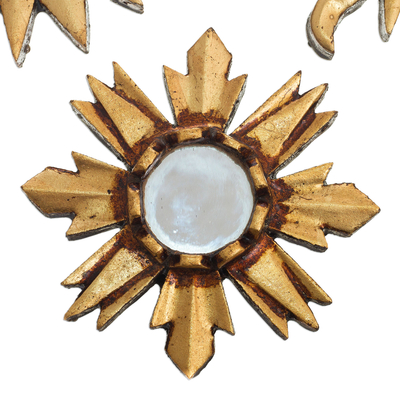 Mirrored Wall Accents with Sun Shapes (Set of 3)