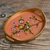 Reverse-painted glass tray, 'Birds of a Feather in Rose' - Reverse Painted Glass and Wood Tray from Peru thumbail