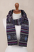 100% alpaca knit scarf, 'Sierra Charcoal' - Alpaca Wool Striped Knit Scarf from Peru (image 2b) thumbail