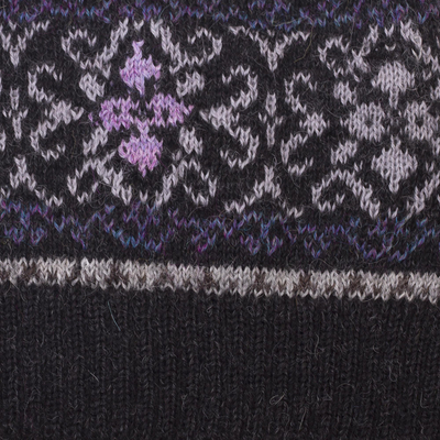 100% alpaca knit hat, 'Sierra Charcoal' - Tasseled 100% Alpaca Knit Hat in Charcoal