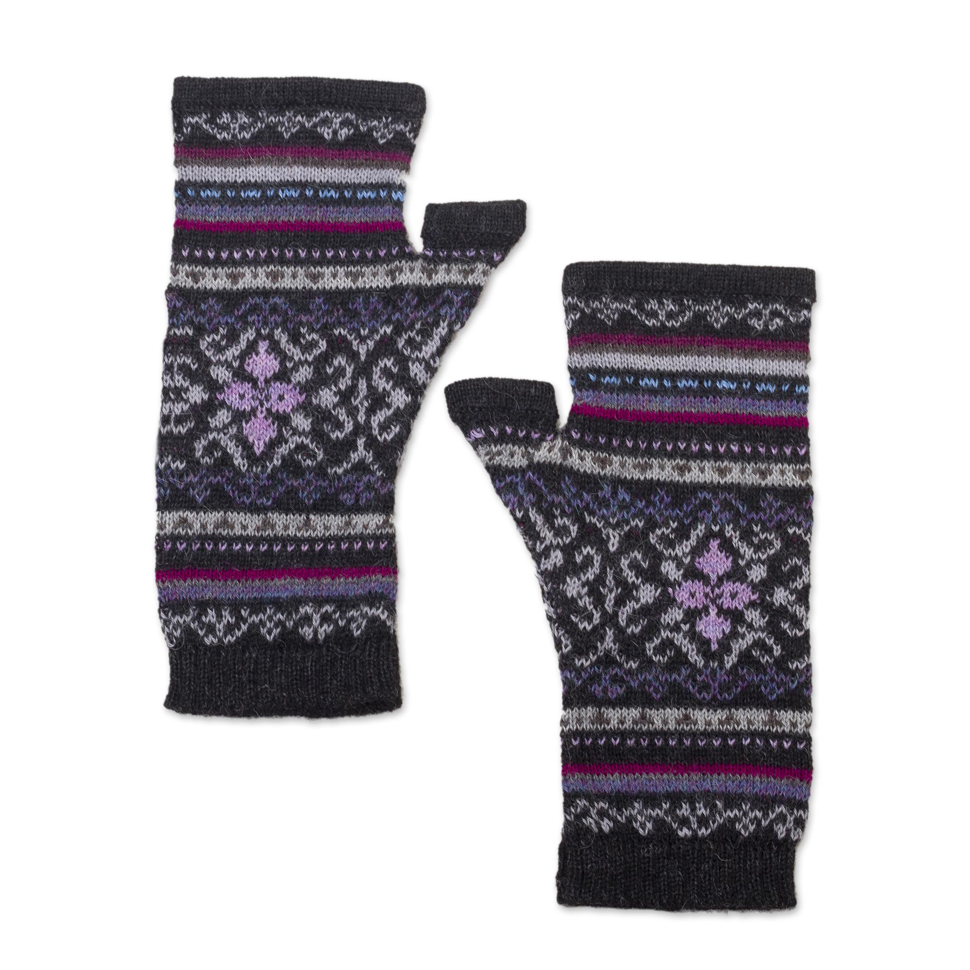 Fingerless Mitts Knit from 100% Alpaca - Sierra Charcoal | NOVICA