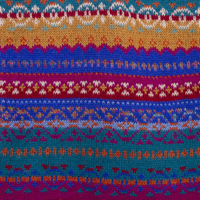 100 % Alpaka-Strickschal, 'Sierra Rainbow - Mehrfarbig gestrickter Schal aus 100 % Alpaka