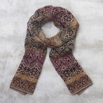 100% alpaca knit scarf, Cusco Earth