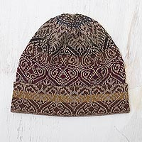 100% alpaca knit hat, 'Cusco Earth' - Peruvian Knit Alpaca Wool Hat in Multicolor