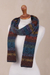 100% alpaca knit scarf, 'Earth and Sky' - Muted Multicolor Alpaca Knit Scarf from Peru