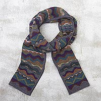 100% alpaca knit scarf, 'Mountain of Seven Colors'