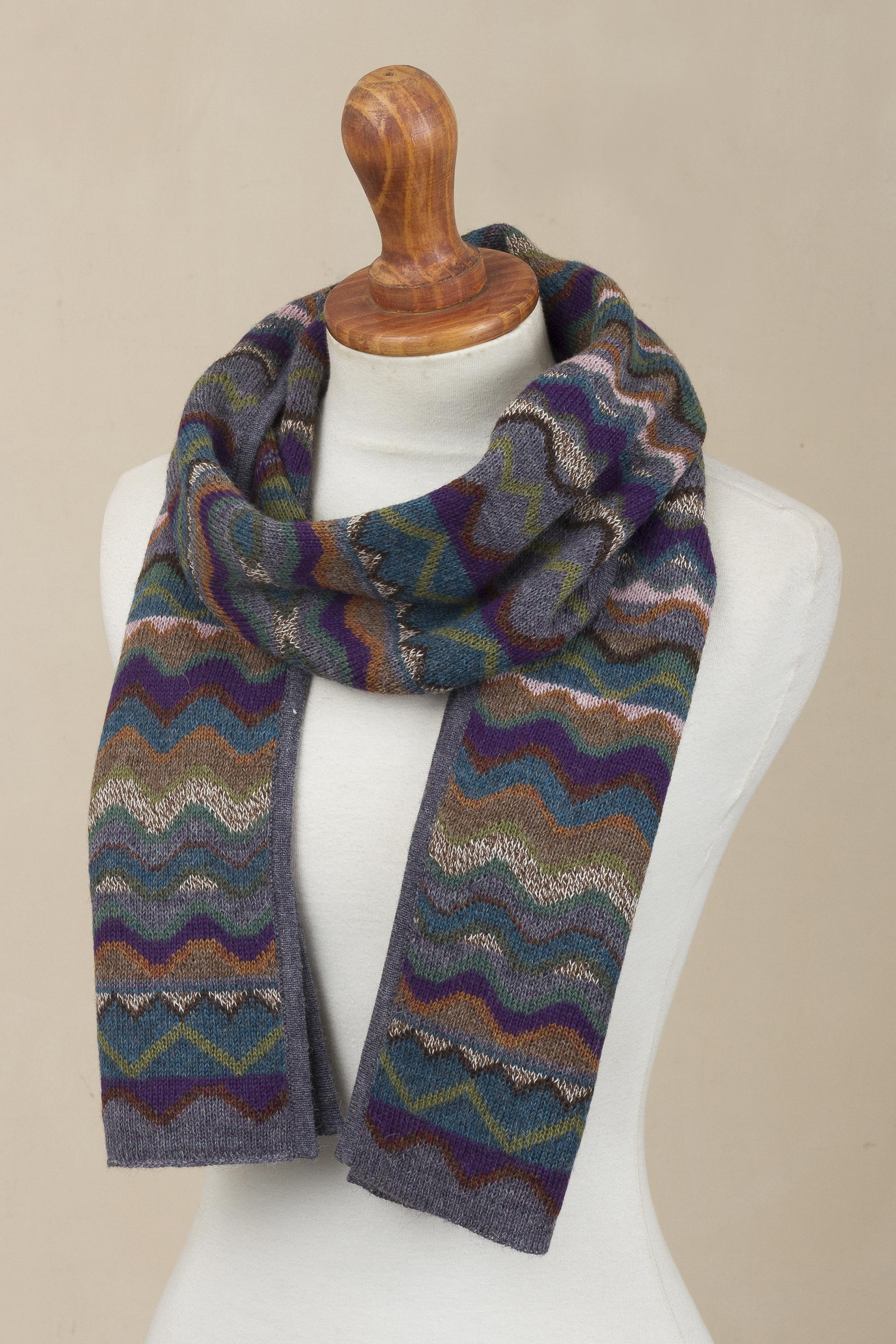 UNICEF Market | Zigzag Striped Alpaca Wool Scarf from Peru - Mountain ...