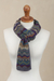 100% alpaca knit scarf, 'Mountain of Seven Colors' - Zigzag Striped Alpaca Wool Scarf from Peru (image 2d) thumbail