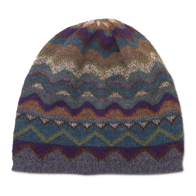 Multicolored Alpaca Wool Knit Hat for Women