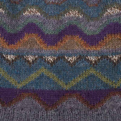 100% alpaca knit hat, 'Mountain of Seven Colors' - Multicolored Alpaca Wool Knit Hat for Women