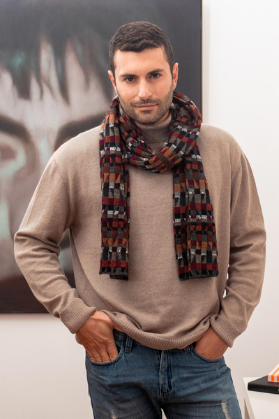 100% alpaca knit scarf, Andean Geometry