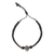 Silver and onyx macrame pendant bracelet, 'Symbol of Courage' - Panther Pendant 950 Silver Macrame Bracelet (image 2a) thumbail