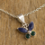 Sodalite and chrysocolla pendant necklace, 'Wings of Nature' - Sodalite and Chrysocolla Butterfly Necklace (image 2b) thumbail