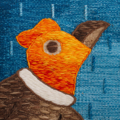 Alpaca blend tapestry, 'Inca Trinity' - Hand Loomed Alpaca Tapestry with Inca Theme