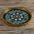 Reverse-painted glass tray, 'Andean Mandala in Aqua' - Floral Mandala Reverse-Painted Glass Tray thumbail