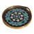 Reverse-painted glass tray, 'Andean Mandala in Aqua' - Floral Mandala Reverse-Painted Glass Tray (image 2a) thumbail